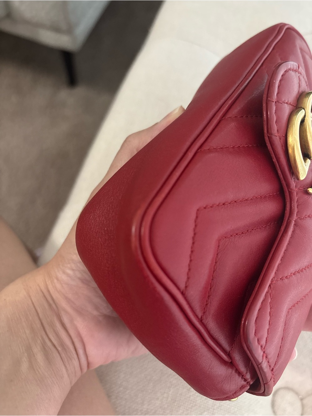 Gucci GG Marmont Super Mini Red Bag - Picture 7 of 14